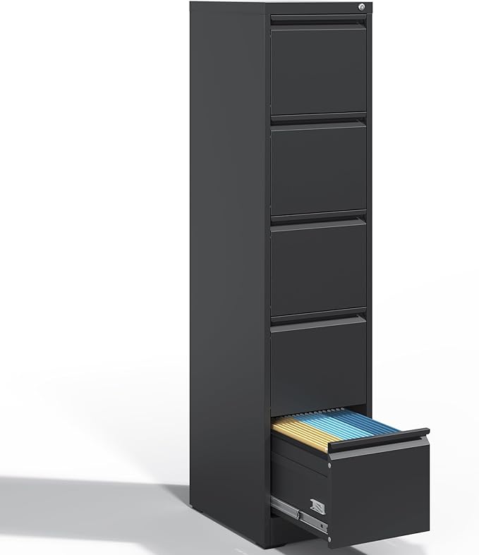5 Drawer File Cabinet, Metal Vertical Filing Cabinets by BIZOEIRON