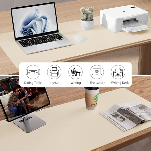 Aothia Faux Leather Desk Mat - Non-Slip PU Leather Desk Blotter, Waterproof Writing Surface, Large Desk Pad for Office & Home (Beige, 55" x 17") - Image 6
