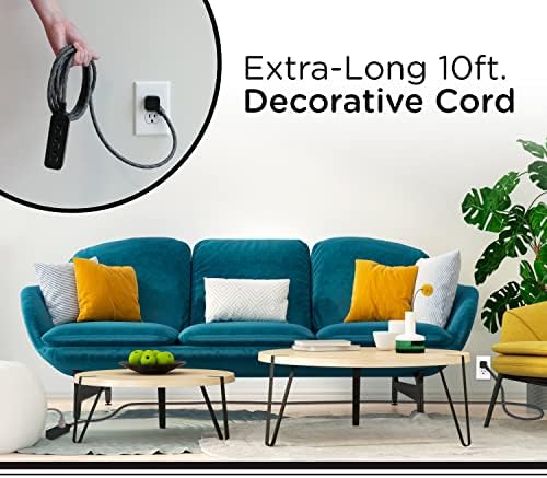 Cordinate 3 Outlet Power Strip 10 Ft Braided Extension Cord - Image 3