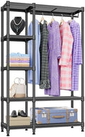 IZEUK Heavy Duty Garment Rack Wire Clothes Rack for Hanging Clothes (Black, 5 Tier with 1 Rod, 15.4" D x 35" W x 71.5" H) by IZEUK