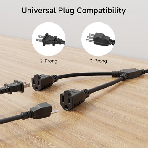 [ETL Listed] Cable Matters 2-Pack 16 AWG 2 Outlet Power Splitter, 1.2ft - Image 6