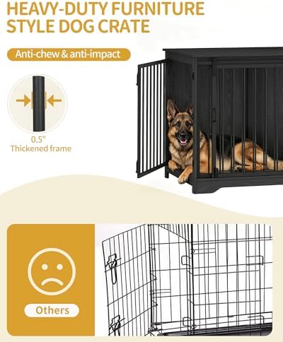 Hzuaneri 46.9" XXL Dog Crate Furniture Indoor Dog Kennel with Barn Door - Image 5
