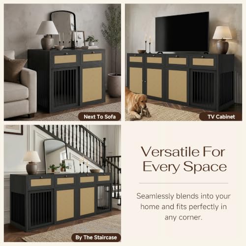 PureCozy Wooden Dog Crate Furniture, Right Unit, 40 Inch,Black Oak - Image 5