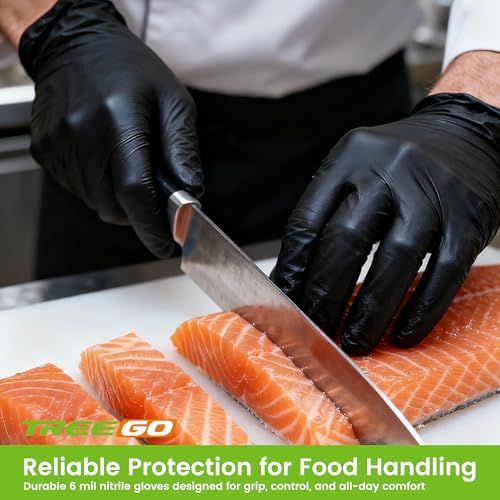 TREEGO Black Nitrile Gloves Large, 6 Mil Disposable Gloves, 1000 Count - Image 4