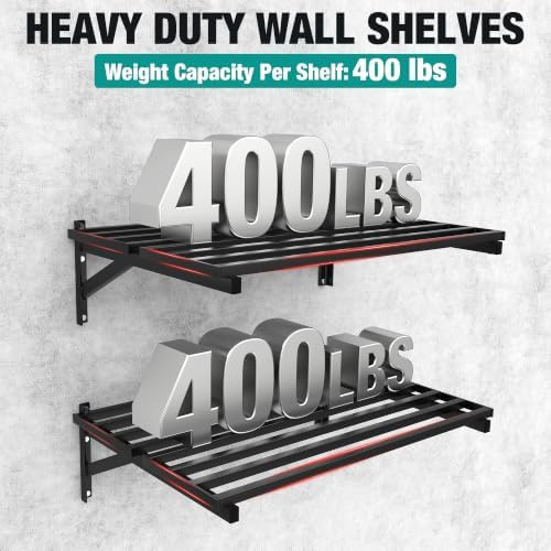EVERHANGER Heavy Duty Garage Wall Shelves, 2 x 3 ft Metal Storage Shelves - Image 4