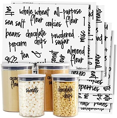 Talented Kitchen Pantry Labels for Food Containers - 157-Piece, Black Script Vinyl - Jar & Bin Labels & Food Storage Organization Stickers by TalentedKitchen