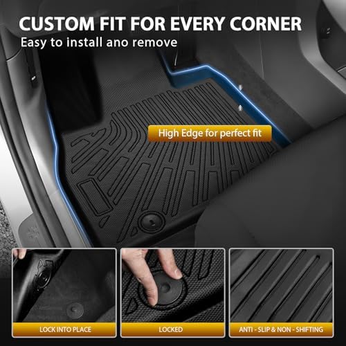 Powerty Floor Mats for 2020-2025 Kia Telluride 7/8 Passenger Car Mats Accessories, All Weather 3D TPE Anti-Slip Trunk Cargo Liner Seat Back Covers Protectors Full Set Car Accessories - Image 5