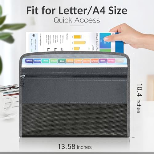 Sooez Accordion File Organizer with Zipper, 12 Pocket Expanding File Folder - Image 3