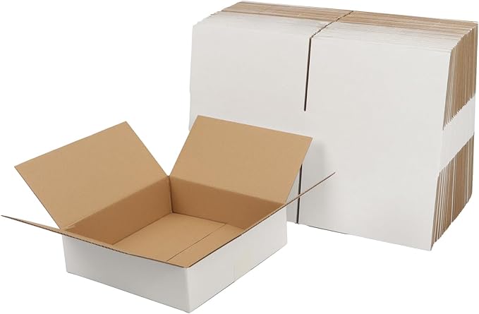 CRUGLA 7x7x2 White Shipping Boxes Set of 40 by CRUGLA