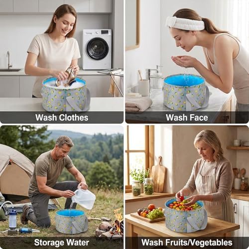 Foldable Bucket for Soaking Feet, Portable Foot Bath Tub Spa Basin Grey Footbath Bucket for Travel Home Pedicure Outdoor Camping/Wash Face Vegetables Fruits(Grey) - Image 7