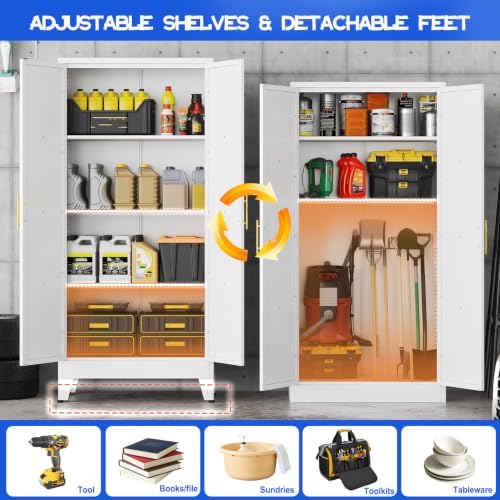 GAIOUS 61" Tall Kitchen Pantry Cabinet,Metal Storage Cabinet White Cupboard - Image 4
