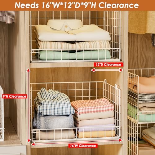 Yociyoga Closet Organizers and Storage Basket- 3-Tier Stackable Storage Bins, Foldable Closet Shelf Organizer Basket, Stackable Clothes Organizers Shelves for Home Organizer System(Patent 30022416) - Image 3