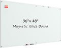 MaxGear Glass White Board 96x48 Inches, Wall Mounted Magnetic Glass Dry Erase by MaxGear