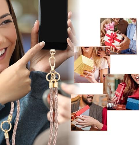 Crystal Phone Strap Crossbody and Wrist Lanyard, Anti Theft Layered & Wrist Strap Cell Phone Neck for Women - Image 7