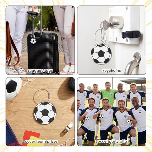 19 Pcs Soccer Luggage Tags, Soccer Party Favors Suitcase Labels with Pen, Metal Ring Name ID Card and DIY Pocket for Sports Team Travel Baggage Identifiers for Men Women - Image 6