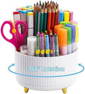 Marbrasse Desk Organizer, 360-Degree Rotating Pen Holder, Desk Organizers and Accessories with 5 Compartments Pencil Holder, Art Supply Storage Box Caddy for Office, Home（White） by Marbrasse