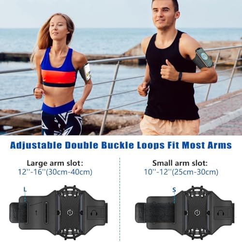 VUP Running Armband 360°Rotatable for iPhone 17/16/15/14/13/Pro Max/Pro/Mini/12/11/SE/Xs/XR/X/8/7/Plus, Fits All 4-6.7 Inch Smartphones, with Key Holder Phone Armband for Running Hiking Biking (Black) - Image 4