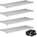 Durable 18" x 48" Chrome Wire Shelves 4-Pack, 600lb Capacity Commercial Storage Rack Add-On, NSF by Zedfire