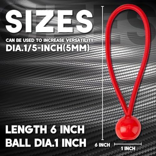CARTMAN 30-Pack 6-Inch Ball Bungee Cords for Canopies and Tarps, Red - Image 2