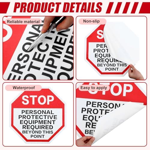 5 Pcs Stop Personal Protective Floor Sticker, 17" x 17" - Image 3