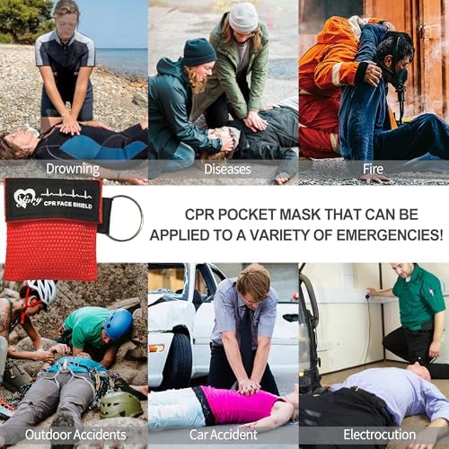 15 Packs CPR Face Shield with Keyring, CPR Pocket Mask for Emergency - Image 5