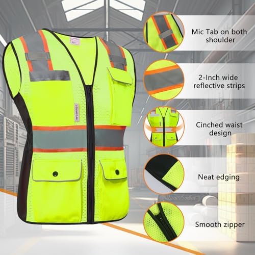 HYCOPROT Safety Vest for Women Mesh Reflective Lady High Visibility Construction Work Vest Meets ANSI/ISEA Standards - Image 2