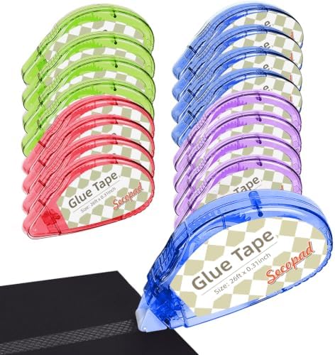 Secopad Scrapbook Tape, Glue Tape for Crafts, 16 Pack, Clear Colored Shell by Secopad