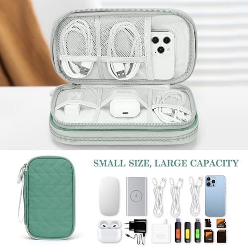 FYY Electronic Organizer, Travel Tech Pouch Bag, Medium, Green Quilted - Image 6