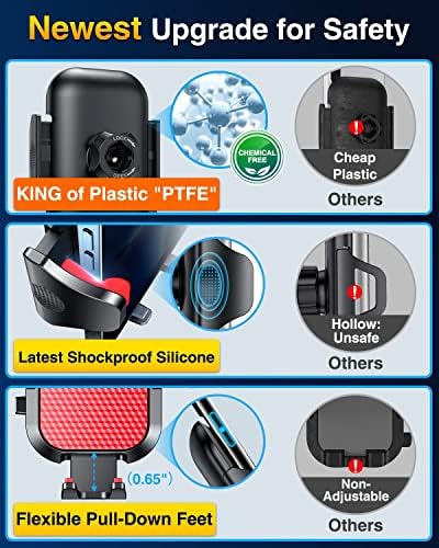VANMASS [True Military-Grade] Car Phone Holder [Best Suction & Clip] Cell Phone Mount for Dashboard Windshield Vent Truck Cradle Dash Stand for iPhone 15 Pro Max 14 13 12 Android, Red - Image 6