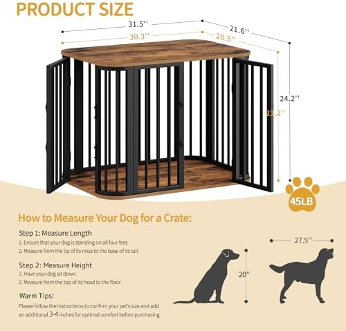 Hzuaneri 31.5'' M Dog Crate Furniture, Wooden Dog Kennel Indoor Dogs Cage - Image 2