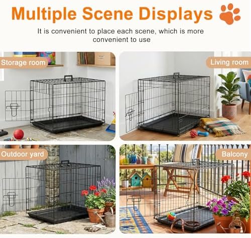 FDW | 24" Foldable Metal Dog Crate | Black | Cage for Small Dogs - Image 6