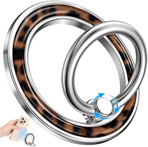 Magnetic Phone Ring Holder, Cute Magnetic Phone Grip, Leopard by LISEVO
