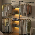 Industrial Pipe Clothing Rack with LED & Shelves by DABILONGC
