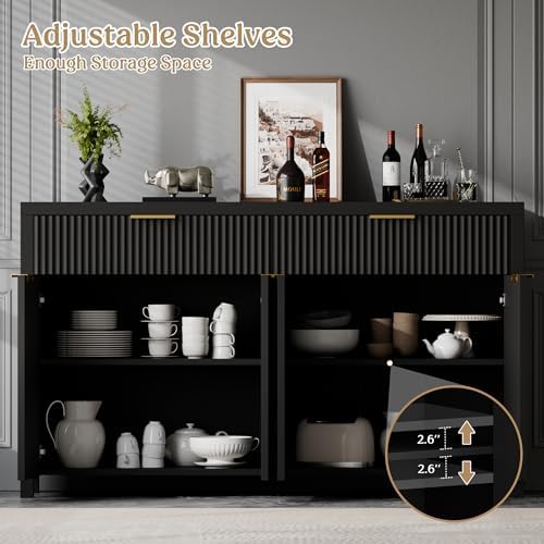 Lulive 55" Sideboard Buffet Cabinet with Storage for Kitchen, Black - Image 4