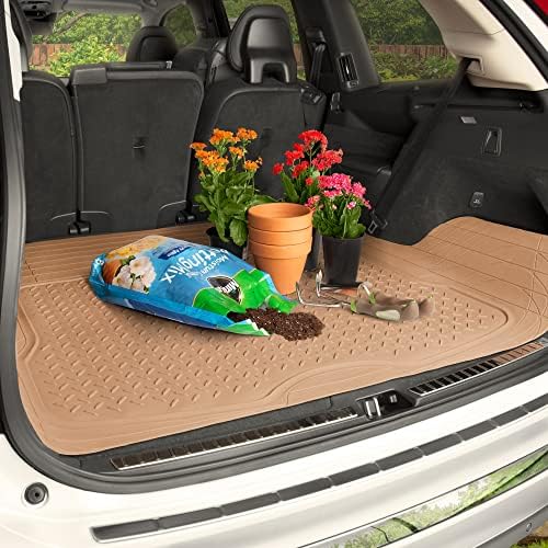 BDK Heavy Duty Rubber Cargo Mat Liner - All-Weather Trunk Protection, Trim-to-Fit Design for Cars, SUVs, Vans & Trucks - Non-Slip, Waterproof, Durable Cargo Floor Liner - 46" x 56.75" x 0.25" - Beige - Image 3