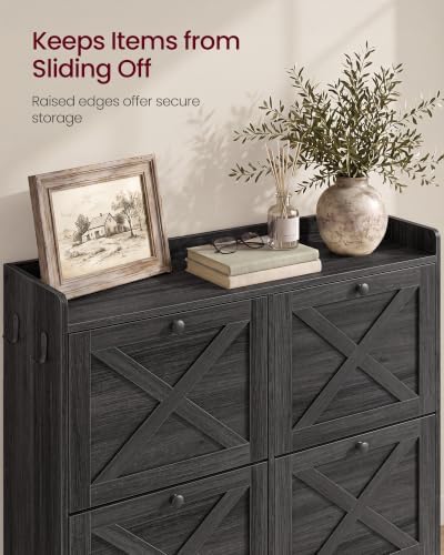 VASAGLE Narrow Shoe Storage Cabinet Organizer with 4 Flip Drawers - Image 6