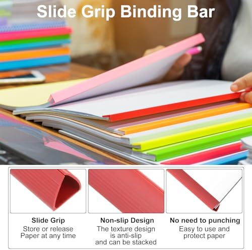 PATIKIL 30Pcs Binding Bars, 13x15mm Binding Bars Slide Grip 120 Sheets Capacity A4 Size Report Binder Presentation Binder for Study Office Report Cover Resume, Red - Image 4