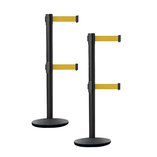 Crowd Control Warehouse CCW Set of 2 Dual Retractable Belt Barrier Stanchion by Crowd+Control+Warehouse