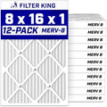 Filter King 8x16x1 Air Filter MERV 8, AC Furnace Filters (12-Pack) by FilterKing
