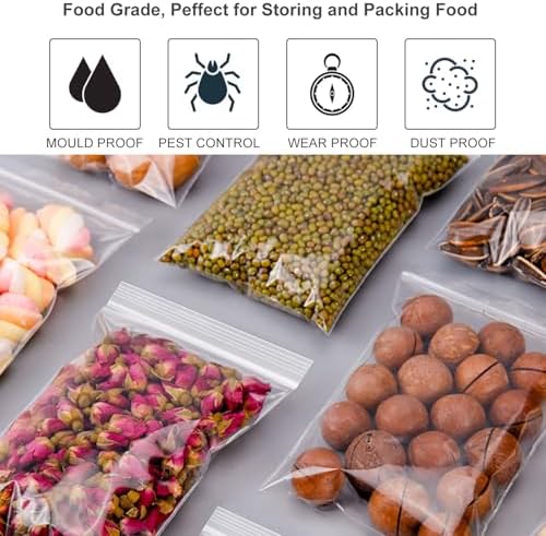 4''x 6'', (Pack of 100) 2 mil Thick Clear Plastic Reclosable Zip Poly Bags with Resealable Lock Seal Zipper for Photo, Jewelry, Bakery, Treats, Travel, Storage, Packaging & Shipping - Image 6
