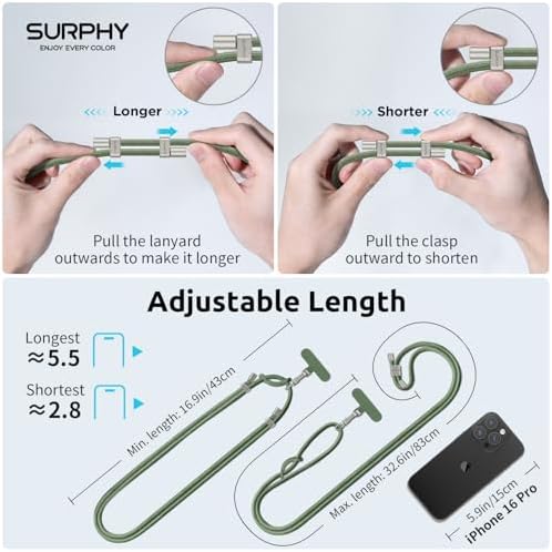 SURPHY Phone Lanyard Crossbody, Phone Strap Crossbody with 2 Tether Tabs - Image 6