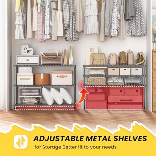 3-Shelf Adjustable Storage Shelves 35.1" W x 14" D x 36" H Metal Shelving Unit 450LBS Heavy Duty Wire Rack Small Organizer with Shelf Liners for Kitchen Pantry Bathroom Closet Garage Black - Image 4