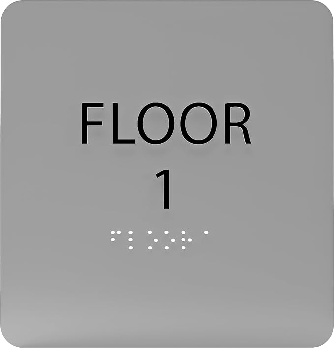 Grey w/Black ADA Floor 1 Sign by ADACentralSigns