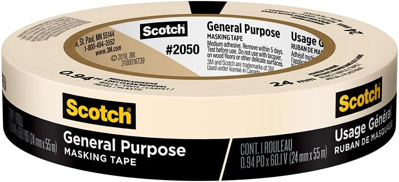 3M 36-Rolls of .94” x 60 yds 2050-24AP Scotch Greener Tan General Purpose Masking Tape by ScotchBrand