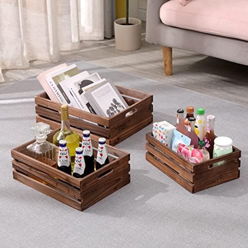 Wood Crates For Storage,Decorative Vintage Brown Wooden Crates For Display - Image 6