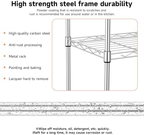 IZEUK 3 Tier Metal Wire Shelving Rack Storage Shelves for Kitchen, Bedroom, Living Room or Laundry Room, Chrome, 17.7" W x 11.8" D x 28.8" H - Image 6