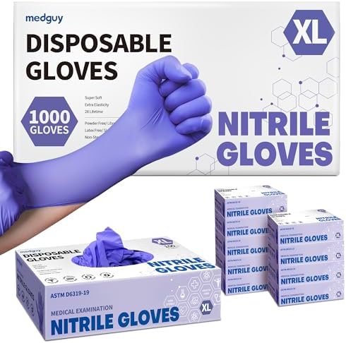 Medguy Medical Nitrile Exam Gloves, 4 Mil Powder-Free Latex-Free Food-Safe Clean Protective Disposable Glove Violet 1000Pcs by Medguy
