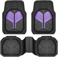 CAR PASS Heavy Duty Rubber Car Mats, Deep-Dish Car Floor Mats All Weather, Universal Two-Tone Trim-to-Fit for SUVs Trucks Sedans, Waterproof Anti-Slip, 3 Pieces V12 Black and Metallic Purple by CARPASS