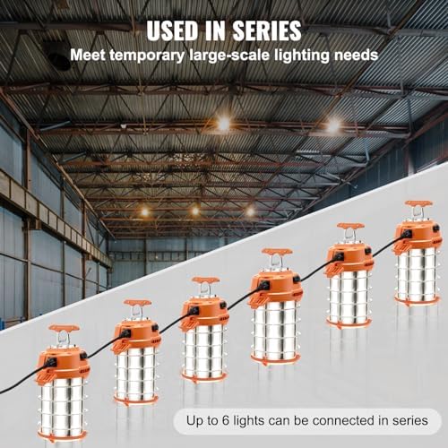 VEVOR LED Temporary Work Light, 150W, 20000lm Construction Lights, 5000K Portable Super Bright & Waterproof & Connected Up to 6 lights, Hanging Job Site Lighting for Indoor and Outdoor Lighting UL - Image 5