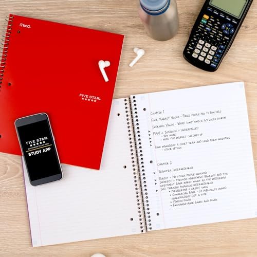 Five Star Spiral Notebook Plus Study App, 1 Subject, College Ruled Paper, 100 Sheets, 8-1/2" x 11", Fire Red (72053) - Image 6